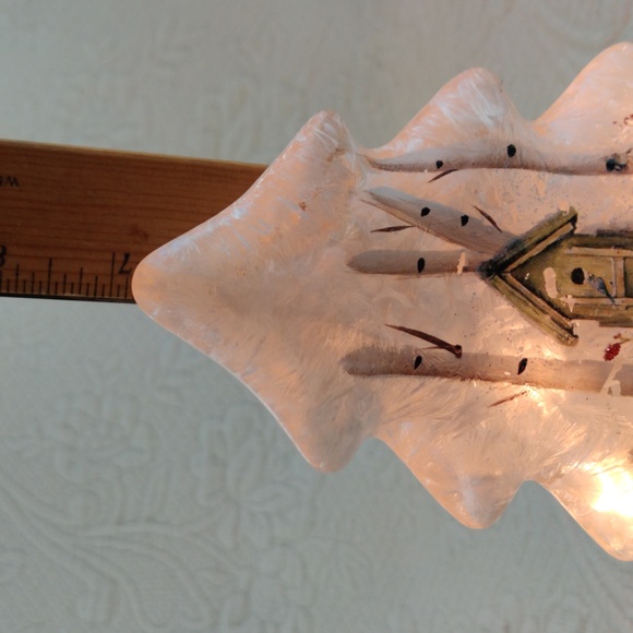 Vintage Frosted Glass Lighted Christmas Tree With Bird Houses & Dogwood - Picture 10 of 11